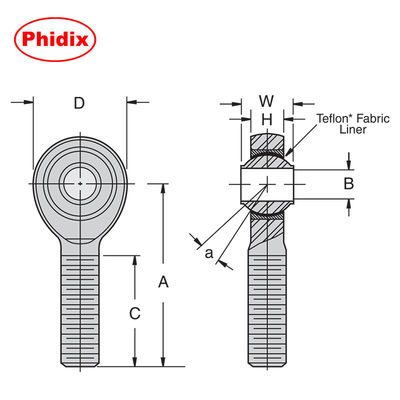 SSHMY-T σειρά από ανοξείδωτο χάλυβα PTFE-επεξεργασμένα άκρα ράβδου.
